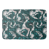 Tapis De Bain Texture des taches blanches mélangées en aquamarin (Devant)