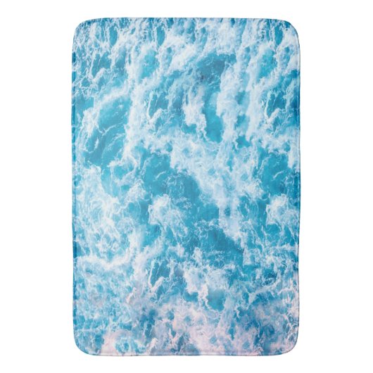 Tapis De Bain Texture d'onde bleu océan (devant Vertical)