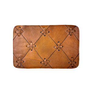 Tapis De Bain Texture en cuir, détails de selvage naturel.