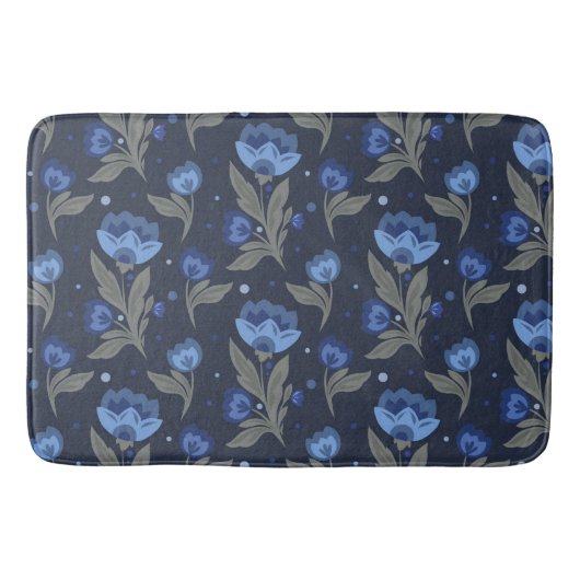 Tapis De Bain Texture florale d'art populaire rustique (Devant)