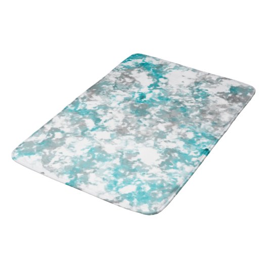 Tapis De Bain texture gris turquoise et marbre blanc (Angle)