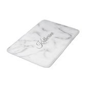 Tapis De Bain Texture moderne en marbre gris avec votre nom (Angle)