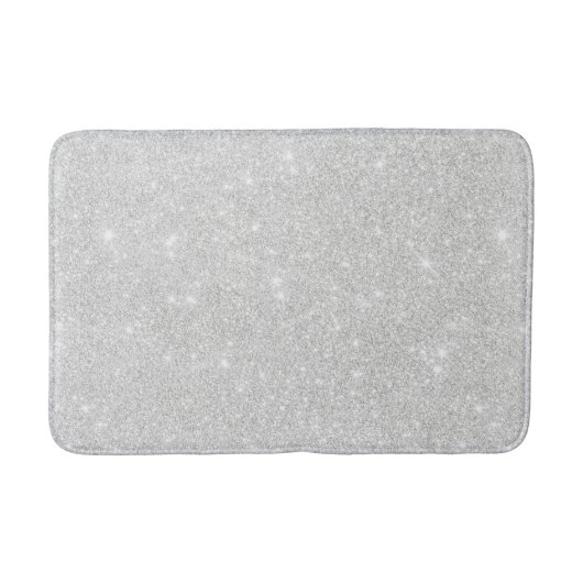 Tapis De Bain Texture Parties scintillant argent blanc brillant  (Devant)