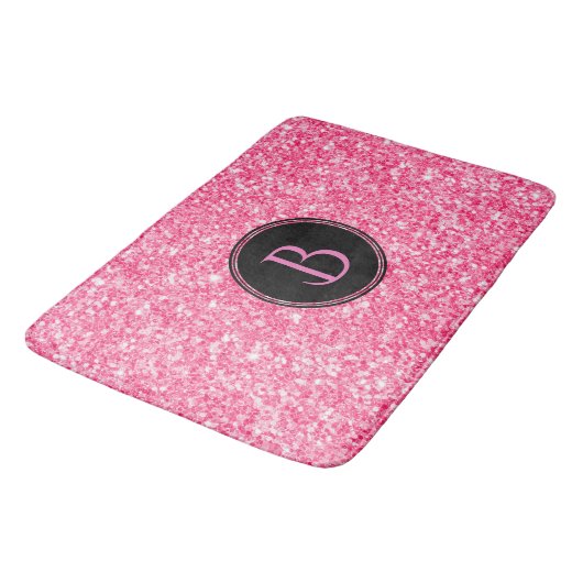 Tapis De Bain Texture Parties scintillant rose moderne avec Mono (Angle)