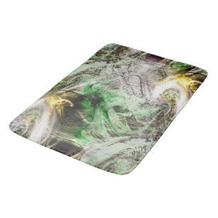 Tapis De Bain Texture rustique sous encre verte et jaune flottan