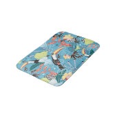 Tapis De Bain Texture tropicale avec des toucans et des colibris (Angle)