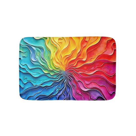 Tapis De Bain Textured Rainbow Swirl Art (Devant)