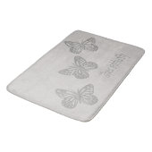 Tapis de bain texturisé gris de papillon argenté (Angle)
