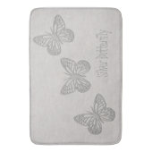 Tapis de bain texturisé gris de papillon argenté (devant Vertical)