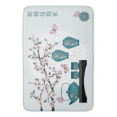 Tapis De Bain Thé turquoise asiatique papillons en fleurs (devant Vertical)