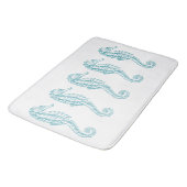 Tapis De Bain Thème bleu de plage d'hippocampe tropical de bleu (Angle)