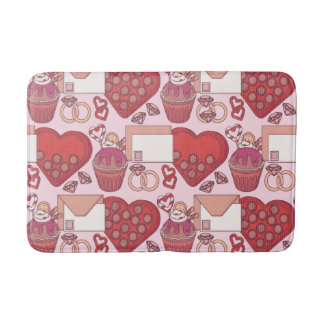 Tapis De Bain Thème d'amour de cœur rouge élégant Cadeau de la S
