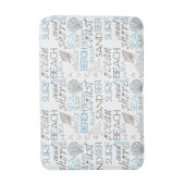 Tapis De Bain Thème de coquillages de plage de sable bleu Mots (Devant (Vertical))