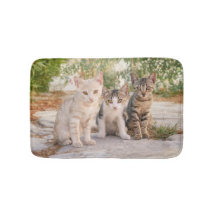 Tapis De Bain Three young cute cat kittens sit friendly together