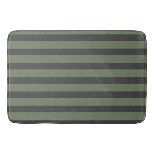 Tapis De Bain Tic vert olive rayé moderne (Devant)