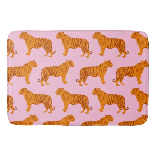 Tapis De Bain Tiger animal rose moderne (Devant)