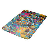 Tapis De Bain Tiger Head Rainbow colors paint stains (Angle)