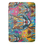 Tapis De Bain Tiger Head Rainbow colors paint stains (devant Vertical)