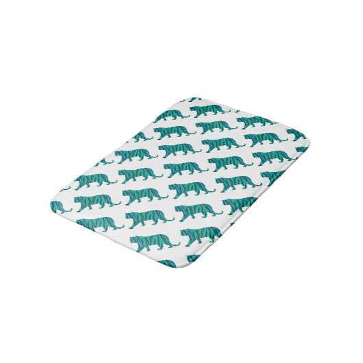 Tapis De Bain Tiger noir et Turquoise (Angle)