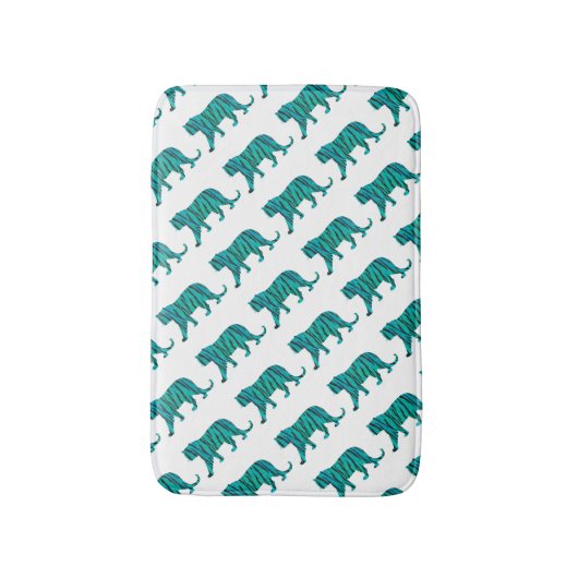 Tapis De Bain Tiger noir et Turquoise (Devant (Vertical))