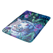 Tapis De Bain Tigre blanc en fleurs violettes (Angle)