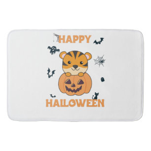 Tapis De Bain Tigre En Citrouille Tigre Doux Joyeux Halloween
