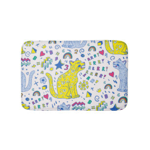 Tapis De Bain Tigre infantile et Motif arc-en-ciel