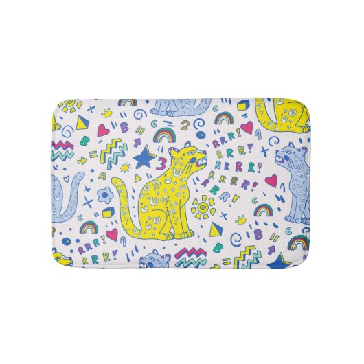 Tapis De Bain Tigre infantile et Motif arc-en-ciel (Devant)