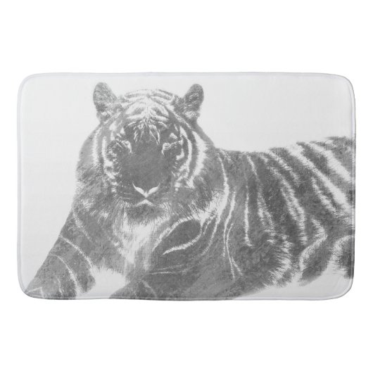 Tapis De Bain Tigre noir et blanc (Devant)
