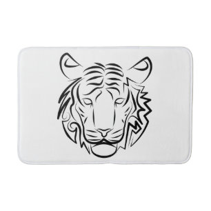 Tapis De Bain Tigre tribal noir et blanc