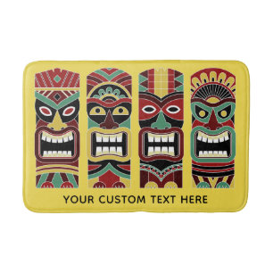 Tapis De Bain Tiki Totems texte personnalisé et nattes de bain