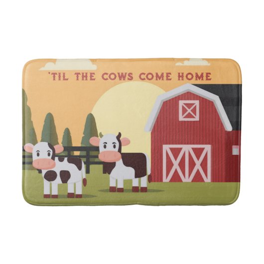 Tapis De Bain Til the Cows Come Home Two Cows Red Barn Sunrise (Devant)