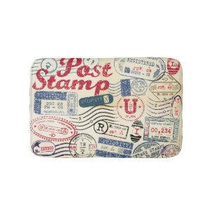 Tapis De Bain Timbres de poste rétro, collection vintage.