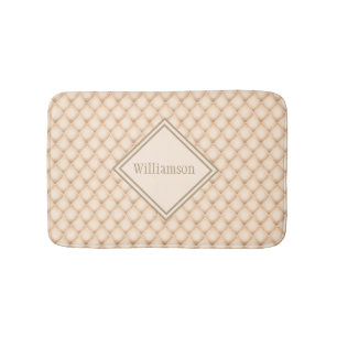 Tapis De Bain Tissu beige crème à motif géométrique diamant avec