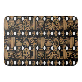 Tapis De Bain Tissu de moisissure tribale des Caraïbes : noir, b