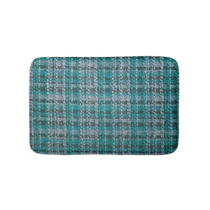 Tapis De Bain Tissu écossais turquoise, arrière - plan texturé.