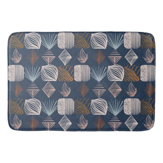 Tapis De Bain Tissu Tribal des Caraïbes : bleu marine, Boho (Devant)