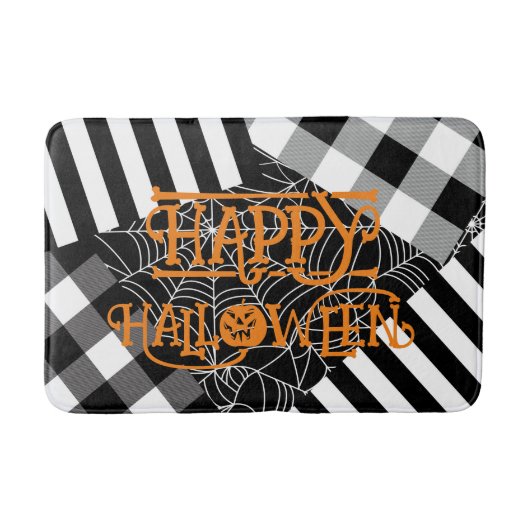 Tapis De Bain Toile d'araignée patchwork noir et blanc Halloween (Devant)