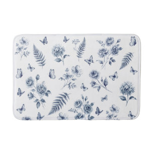 Tapis De Bain Toile de jouy bleue motif Chinoseirie française