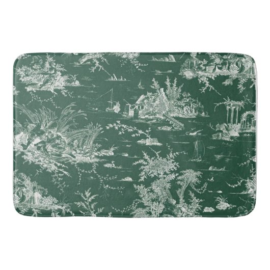 Tapis De Bain Toile de Jouy verte (Devant)