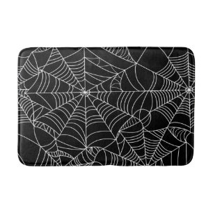 Tapis De Bain Toiles d'araignées noires et blanches Halloween