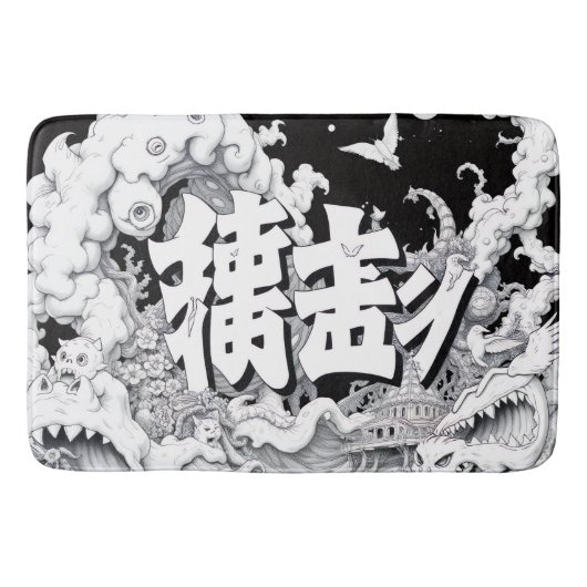 Tapis De Bain Tokyo Noir et Blanc (Devant)
