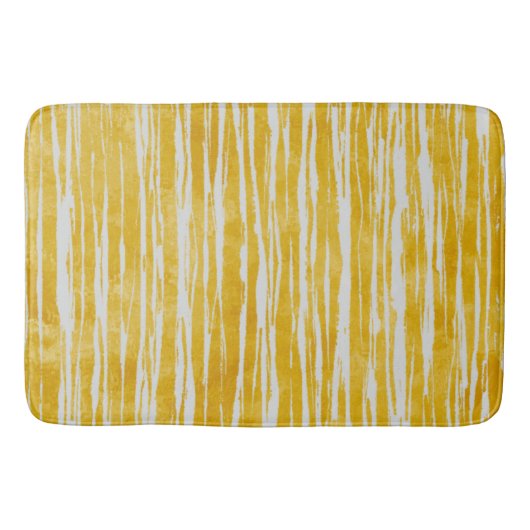 Tapis De Bain Tons de Motif blanc et jaune rayé (Devant)