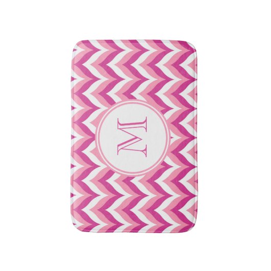 Tapis De Bain Tons Rose Et Blanc Zigzag Chevron Motif (Devant (Vertical))