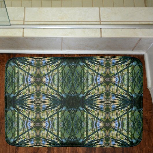 Tapis De Bain Tons tropicaux Vert Abstrait