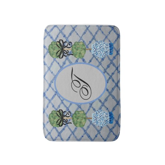 Tapis De Bain Topiacé Bleu Gingembre Jarre Tapis (Devant (Vertical))