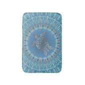 Tapis De Bain Tortue argentée | Mandala côtier tropical (Devant (Vertical))