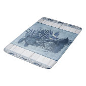 Tapis De Bain Tortue de mer Bleu de mer Rustique Aquarelle (Angle)