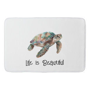 Tapis De Bain Tortue de mer de rêve blanc or