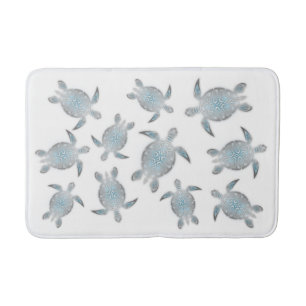 Tapis De Bain Tortues de mer argentées blanches